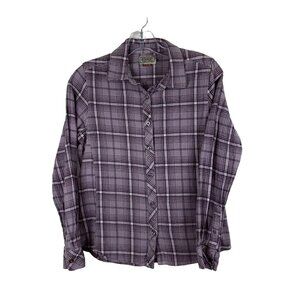 C E Schmidt  Women's Flannel Shirt Top Sz S Plaid Long Sleeve Button